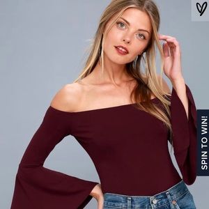 Plum Purple Off-the-Shoulder Bodysuit